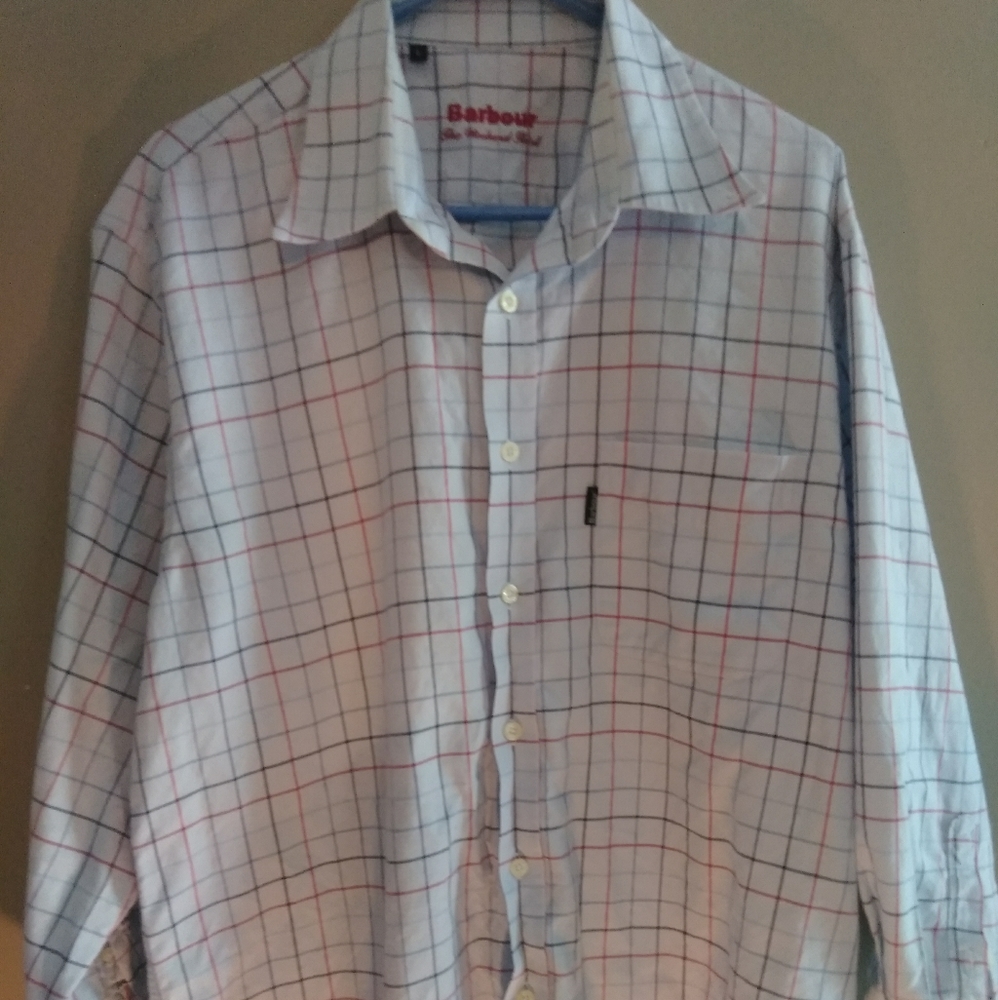 Light blue plaid button down shirt